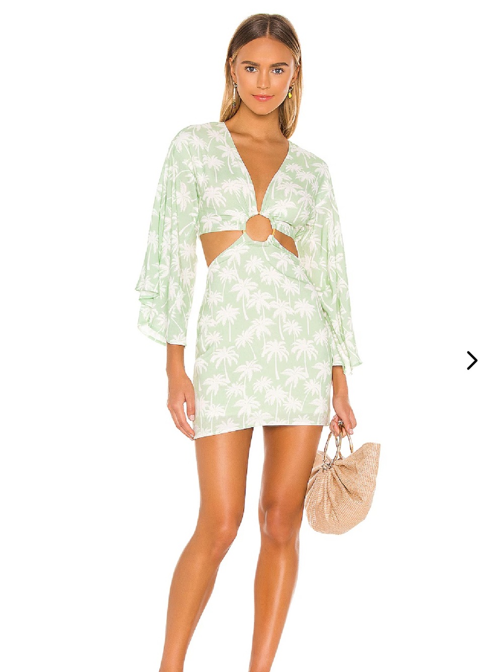 Lovers + Friends Maysa Kimono Dress in Palm Tree Print Size Xsmall